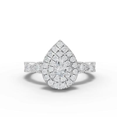 Diamond Pear-Shaped Center Halo Engagement Ring in Platinum (3/4 ct. tw.)