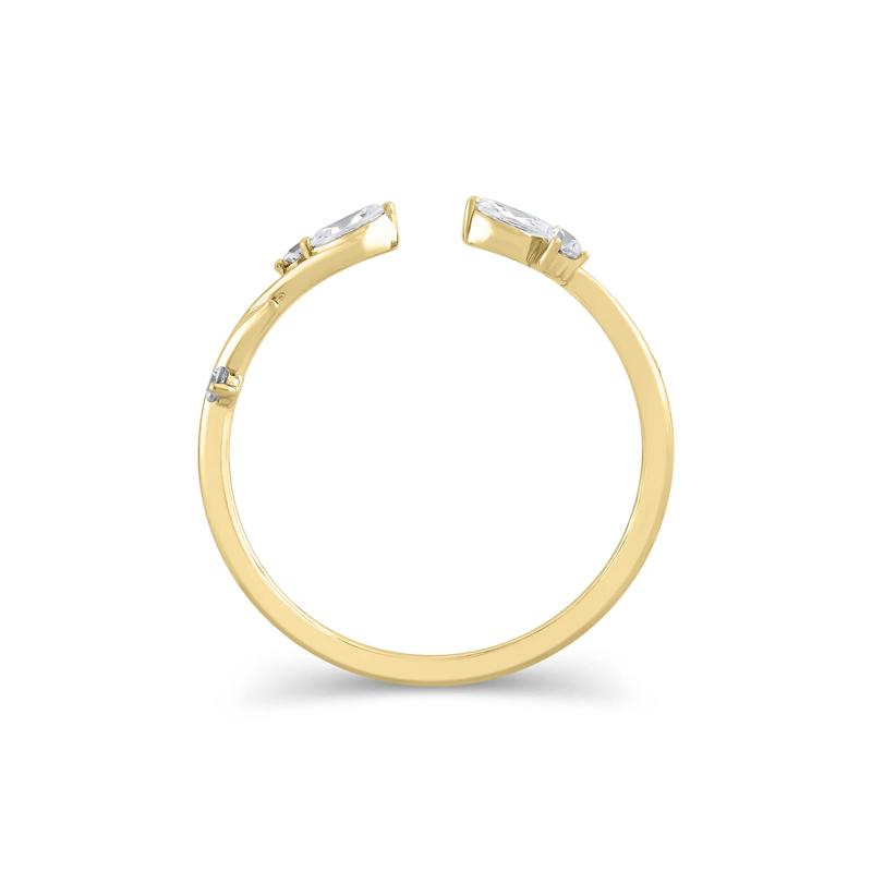 Lab Grown Diamond Round &amp; Marquise Open Stacking Ring in 14K Yellow Gold &#40;1/7 ct. tw.&#41; – Image 2 of 3