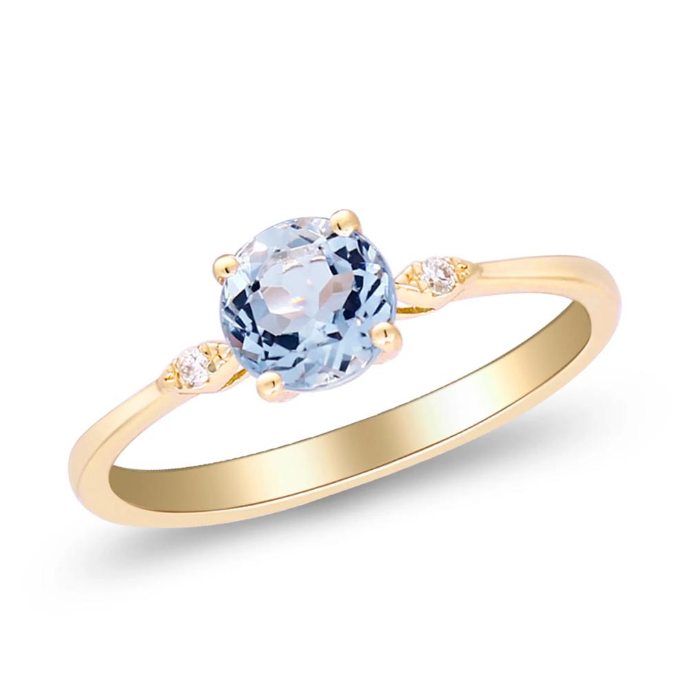 Aquamarine &amp; Diamond Ring in 10K Yellow Gold – Image 4 of 5