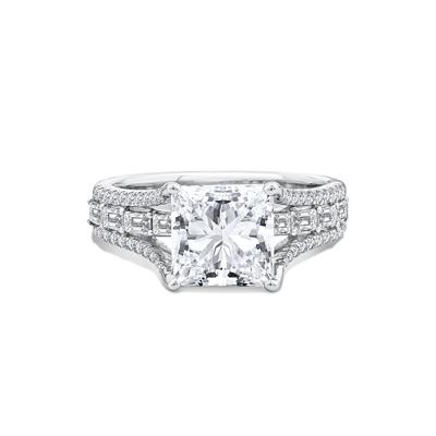 Lab Grown Diamond Princess-Cut Center Engagement Ring in 10K White Gold (3 3/4 ct. tw.)