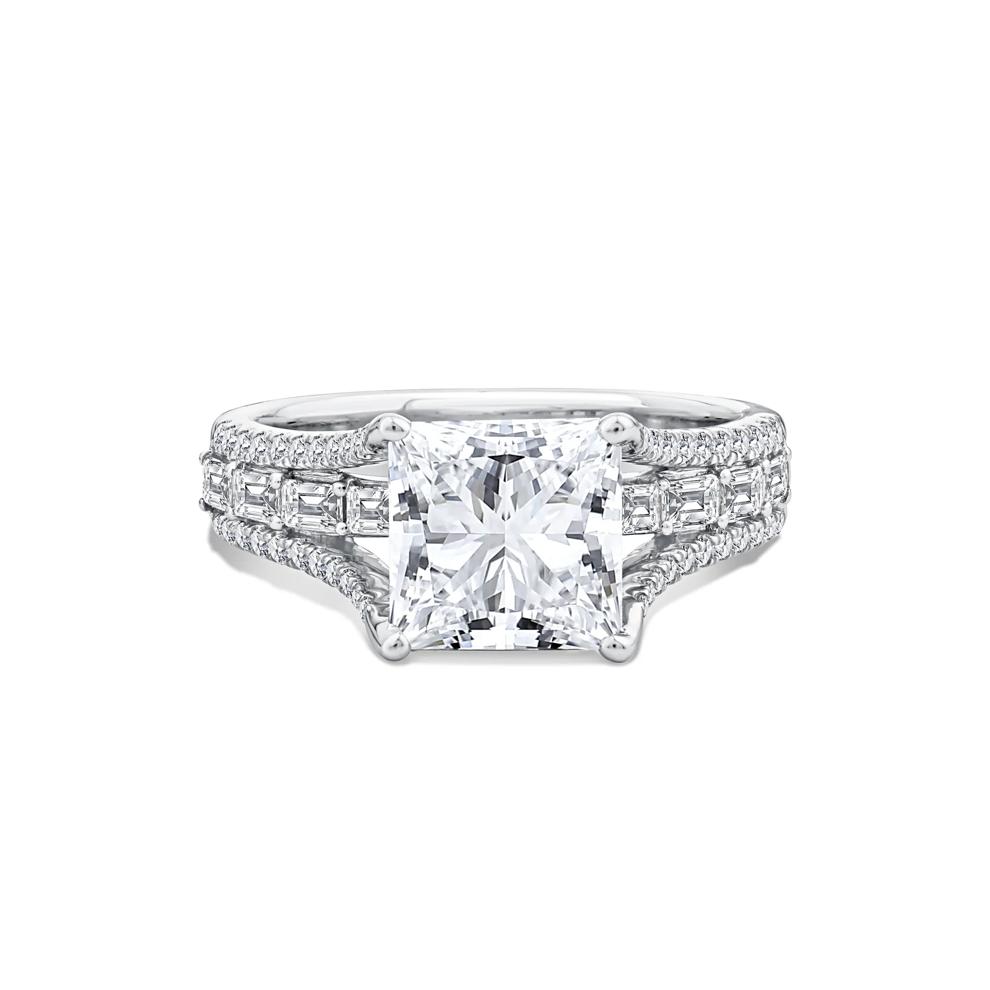 Lab Grown Diamond Princess-Cut Center Engagement Ring in 10K White Gold (3 3/4 ct. tw.) – Image 1 of 4