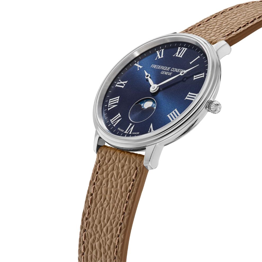 Men's Quartz Moonphase Watch With a Brown Lather Strap – Image 3 of 3