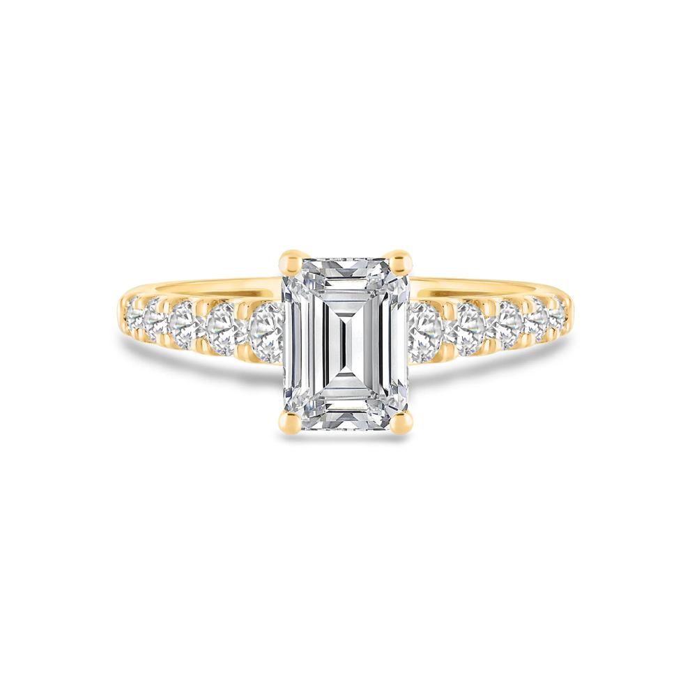 Lab Grown Diamond Emerald-Cut Center Engagement Ring in 14K Yellow Gold (1 1/2 ct. tw.) – Image 1 of 4
