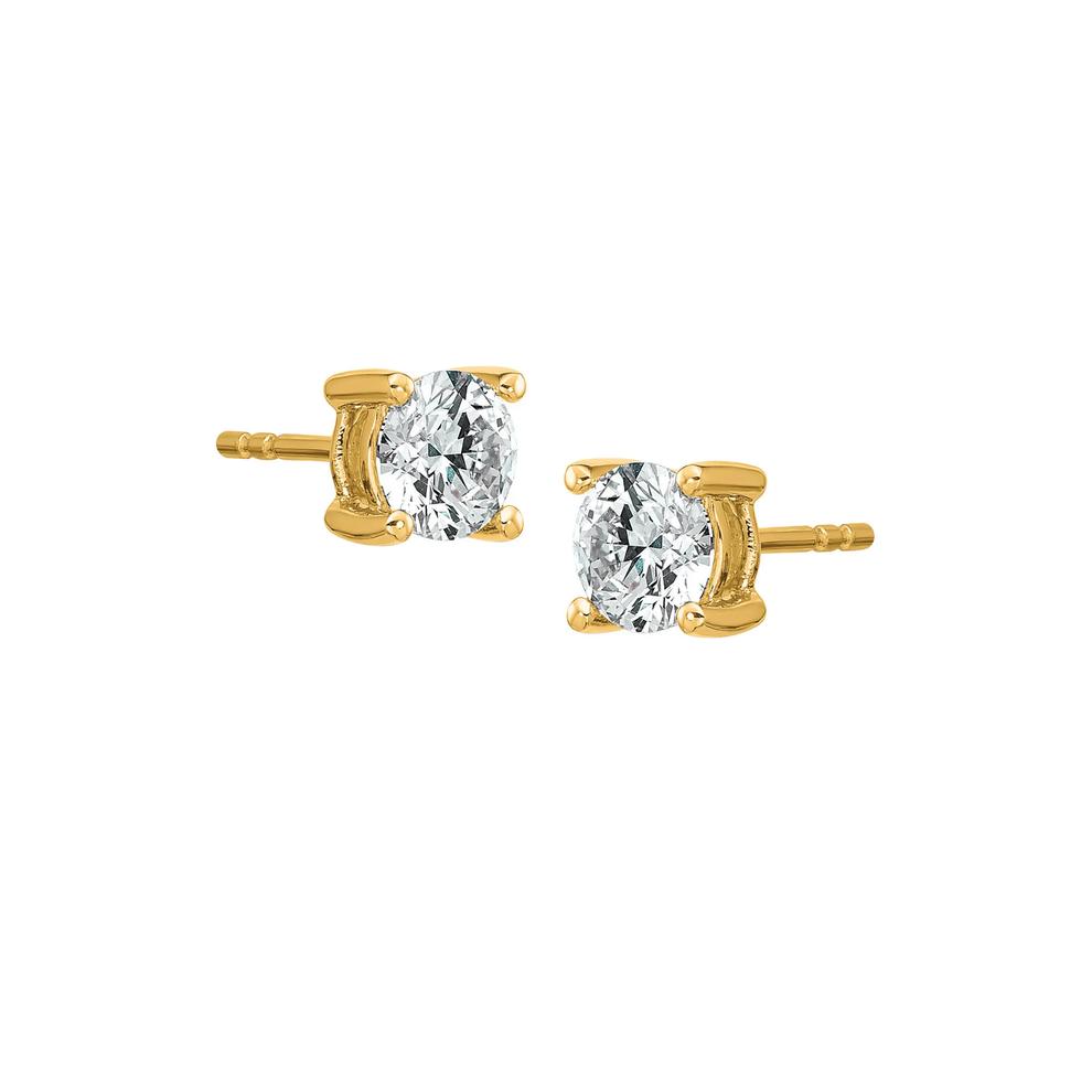 Lab-Created Moissanite Round Solitaire Stud Earrings in 10K Yellow Gold (7/8 ct. dew) – Image 1 of 2