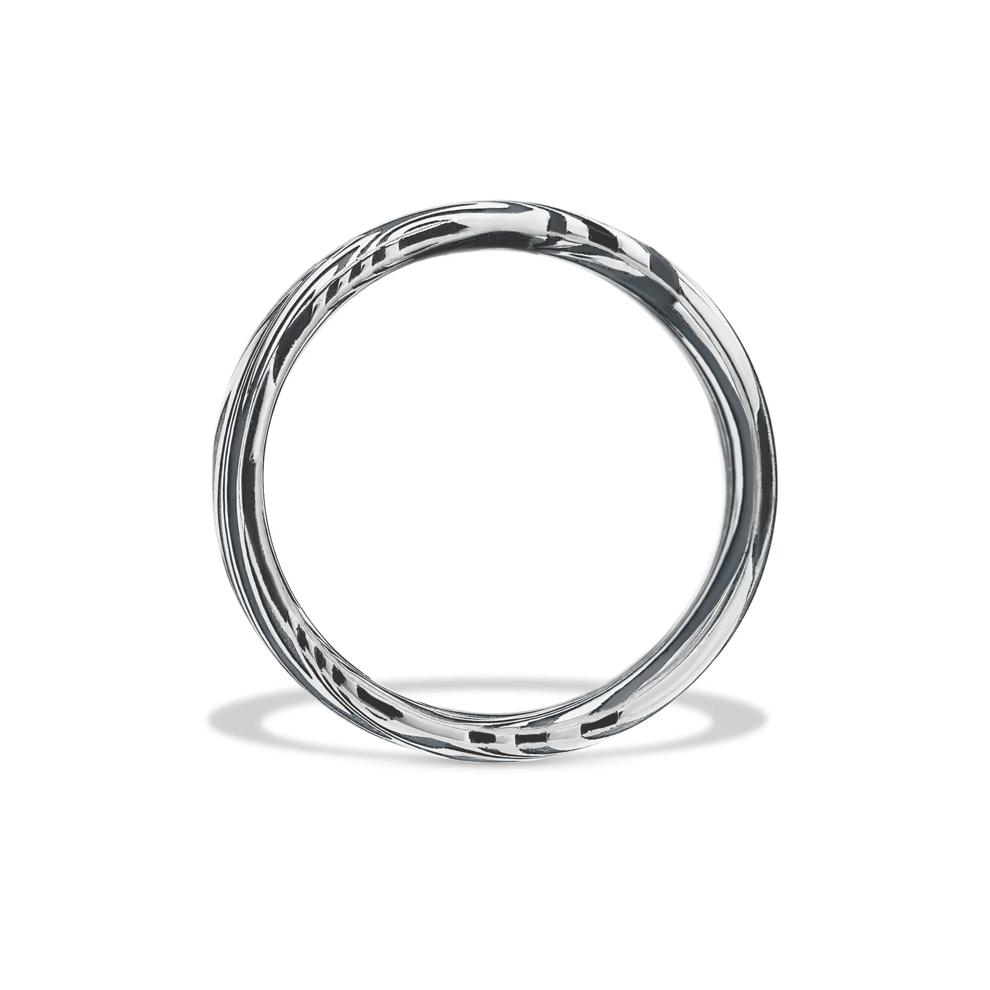 Men's Domed Kinetic Wedding Band in Damascus Steel, 8mm – Image 2 of 4