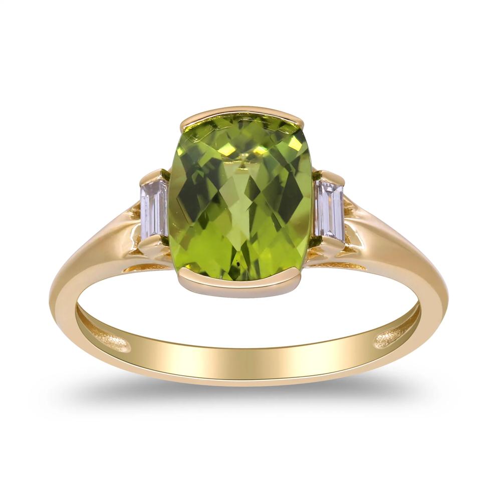 Peridot &amp; Diamond Ring in 10K Yellow Gold (1/10 ct. tw.) – Image 5 of 5