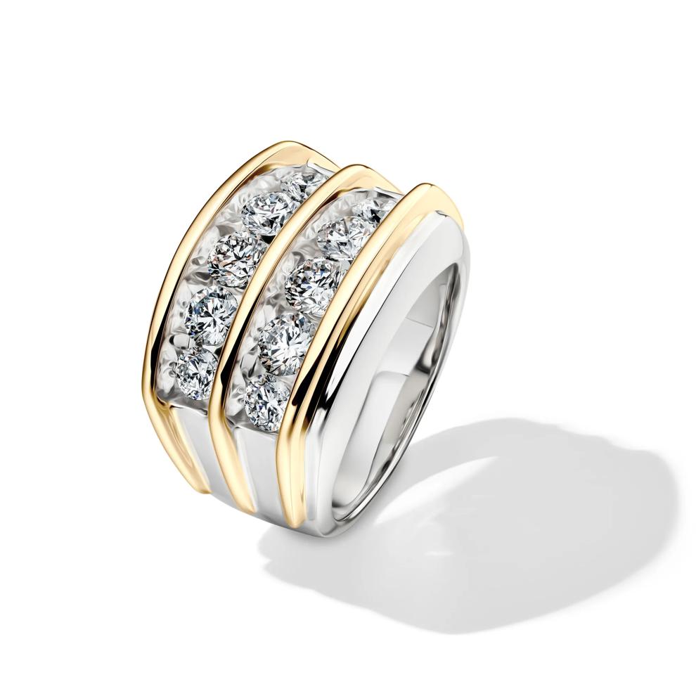 Men's Lab Grown Diamond Double-Row Ring in 14K White and Yellow Gold (3 ct. tw.) – Image 4 of 4