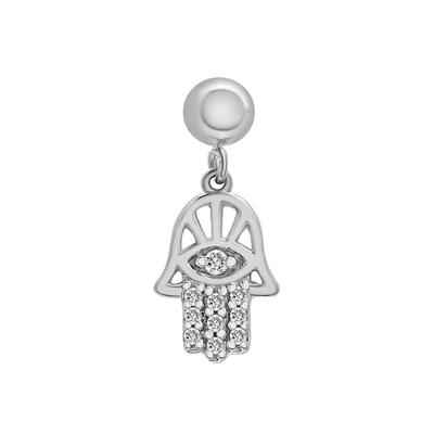 Diamond Accent Hamsa Bead Charm in Sterling Silver