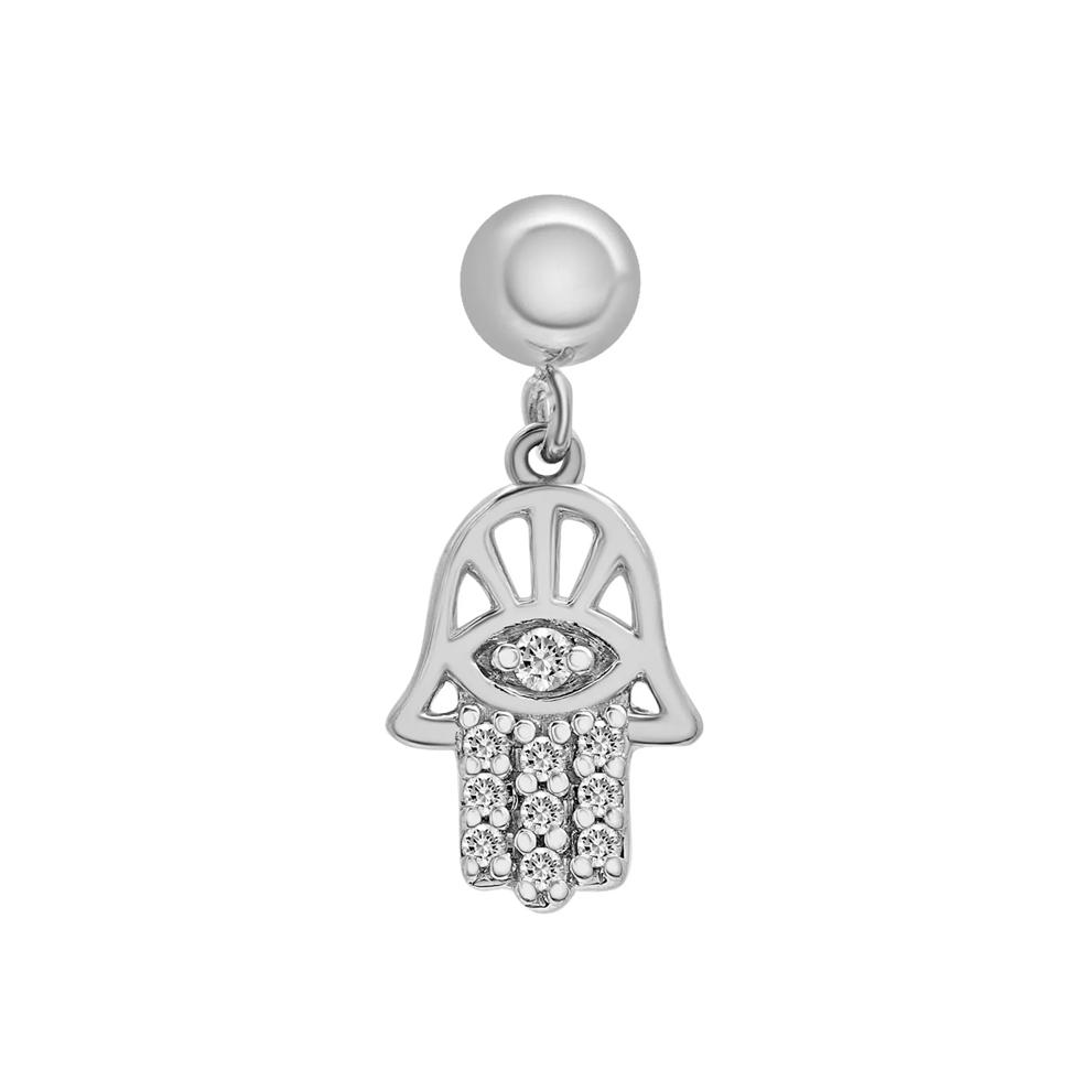 Diamond Accent Hamsa Bead Charm in Sterling Silver – Image 1 of 3