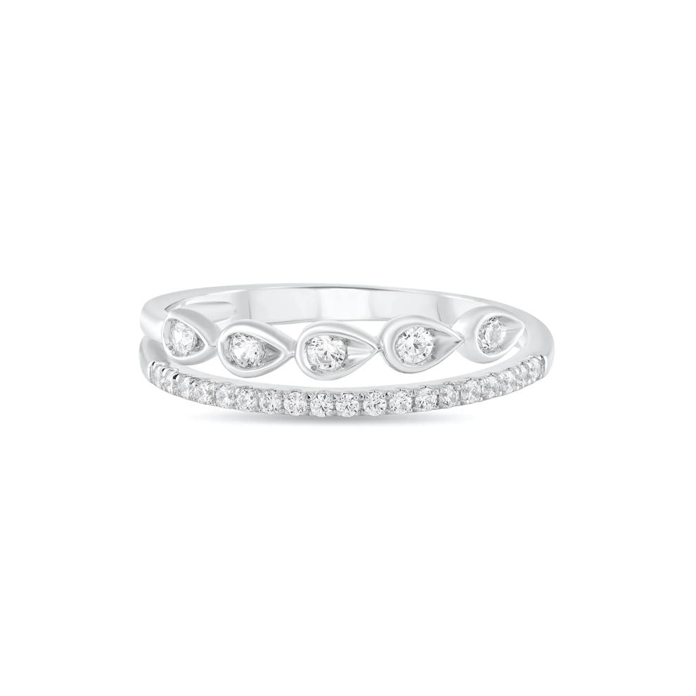 Diamond Double Row Ring in Sterling Silver (1/4 ct. tw.) – Image 1 of 4