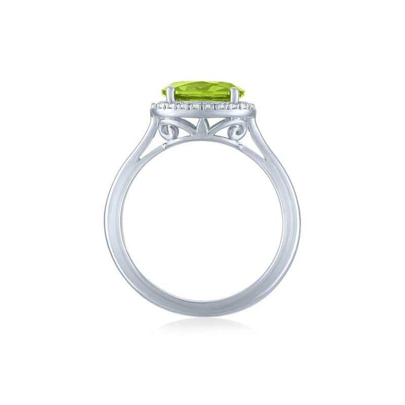 Peridot and Diamond Accent Halo Ring in Sterling Silver – Image 2 of 3