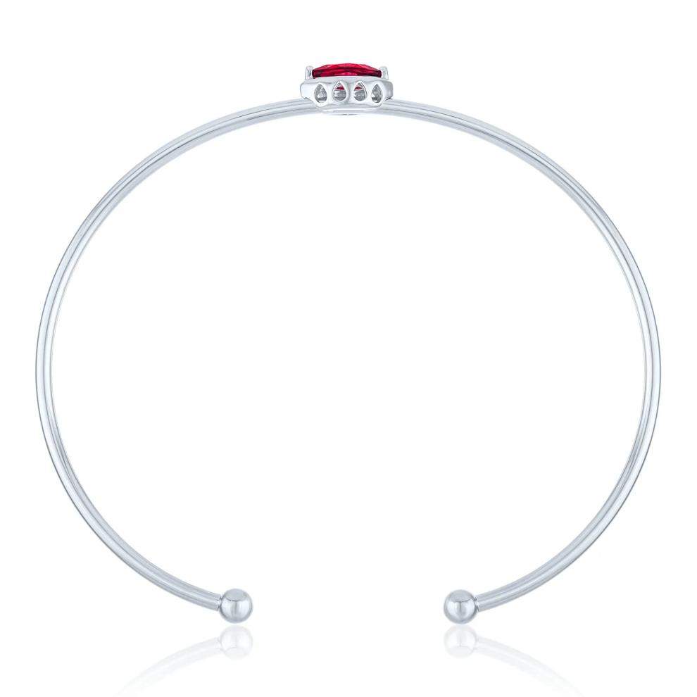 Lab-Created Marquise Ruby Cuff Bangle Bracelet in Sterling Silver – Image 2 of 2