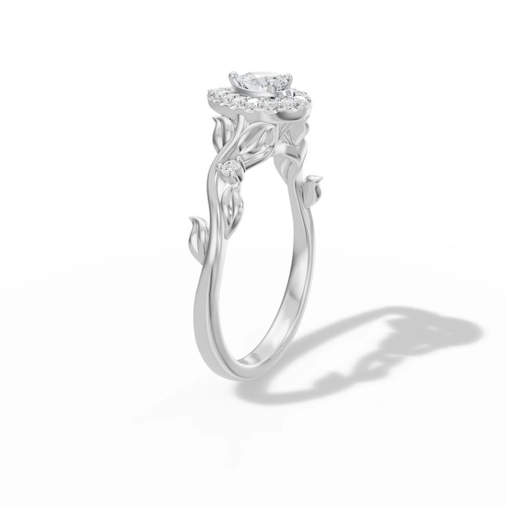 Diamond Pear-Shaped Halo Engagement Ring in 14K White Gold (1/4 ct. tw.) – Image 3 of 4