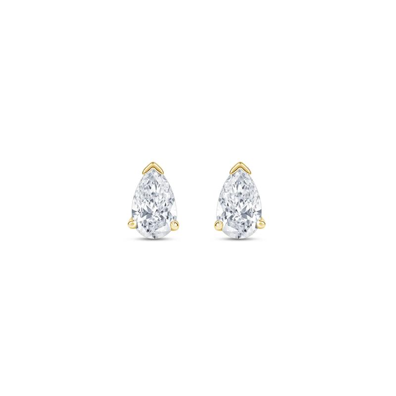 Lab Grown Diamond Pear-Shaped Solitaire Stud Earrings in 14K Yellow Gold (1/4 ct. tw.) – Image 2 of 3