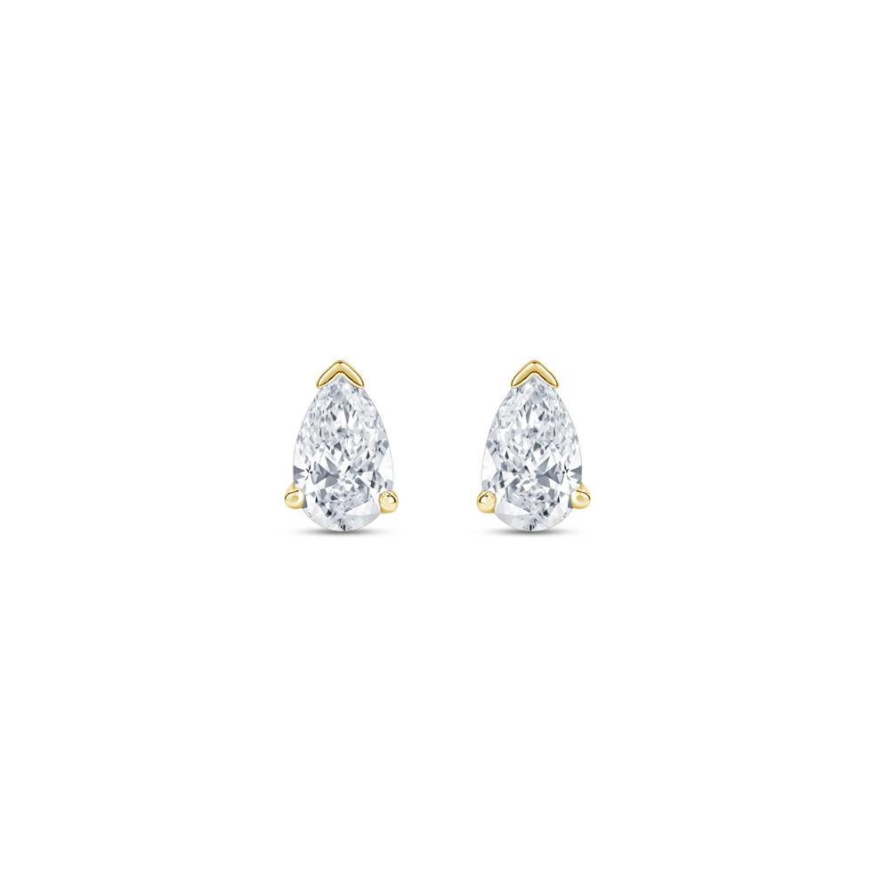 Lab Grown Diamond Pear-Shaped Solitaire Stud Earrings in 14K Yellow Gold (1/4 ct. tw.) – Image 2 of 3
