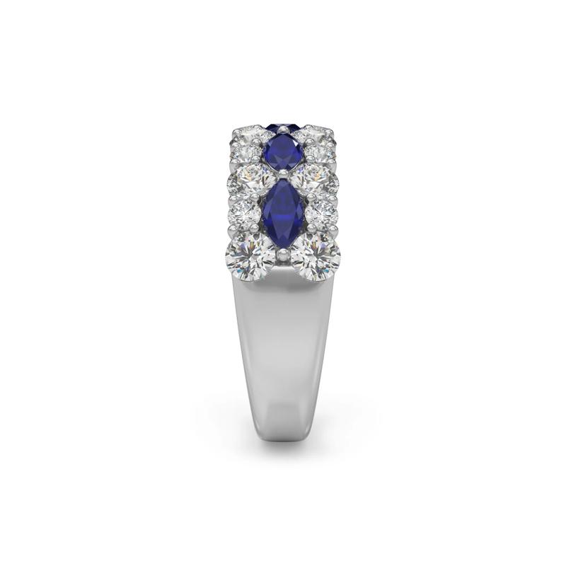 Diamond and Blue Sapphire Anniversary Band in 14K White Gold &#40;1 7/8 ct. tw.&#41; – Image 3 of 5