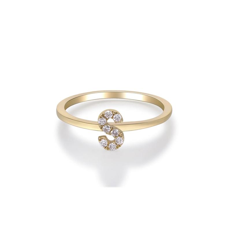 Diamond Accent "S" Initial Ring in 10K Yellow Gold – Image 5 of 5