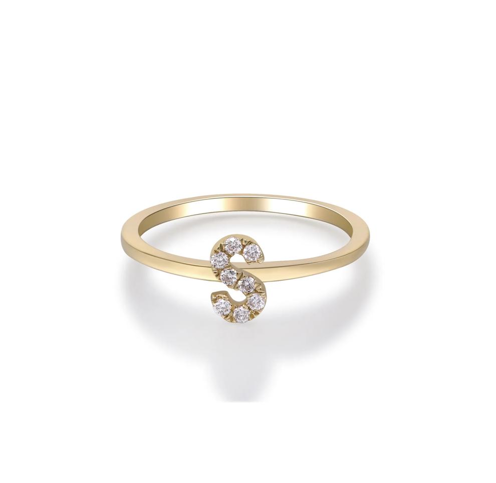 Diamond Accent "S" Initial Ring in 10K Yellow Gold – Image 5 of 5