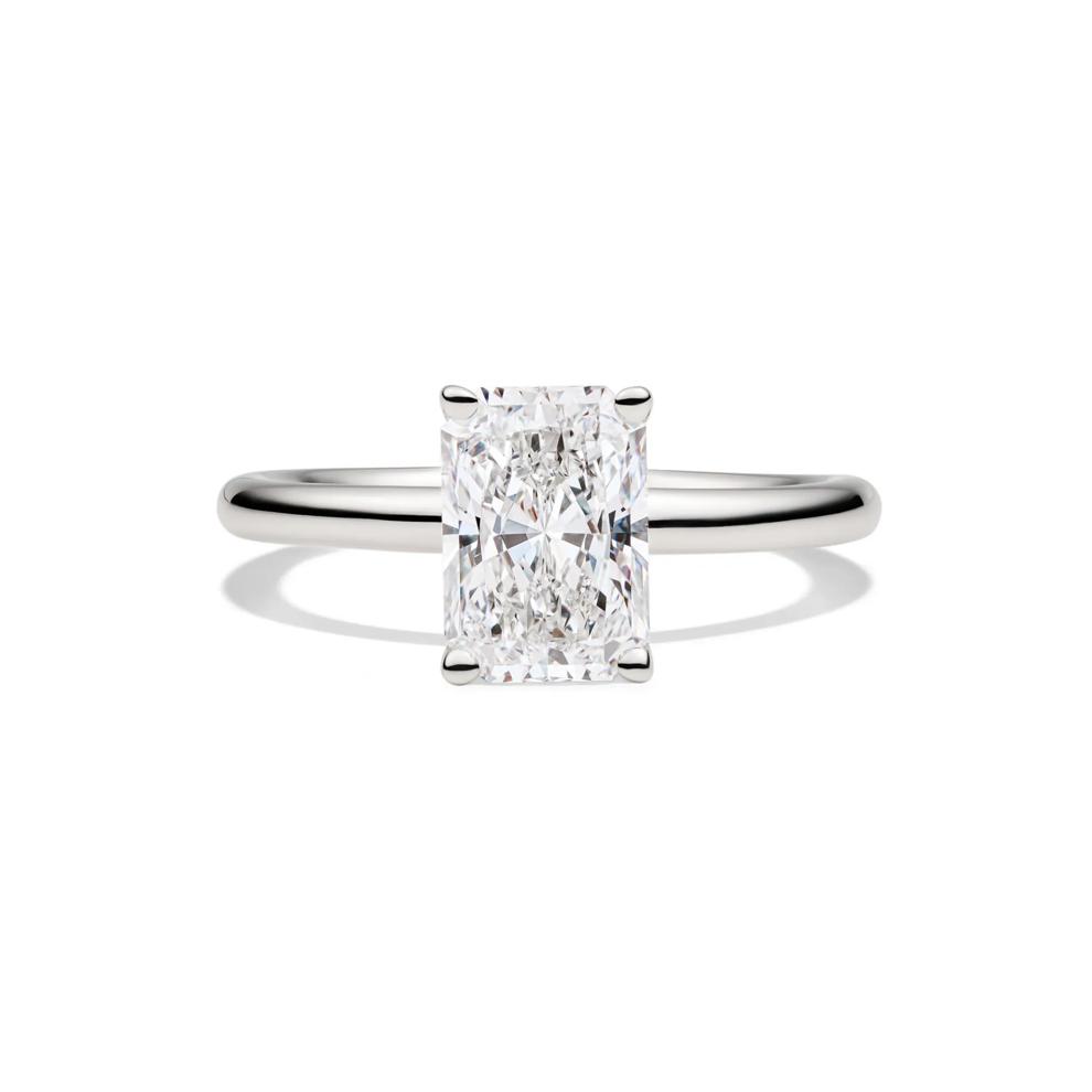 Lab Grown Diamond Radiant-Cut Solitaire Ring in 14K White Gold (2 ct.) – Image 1 of 4