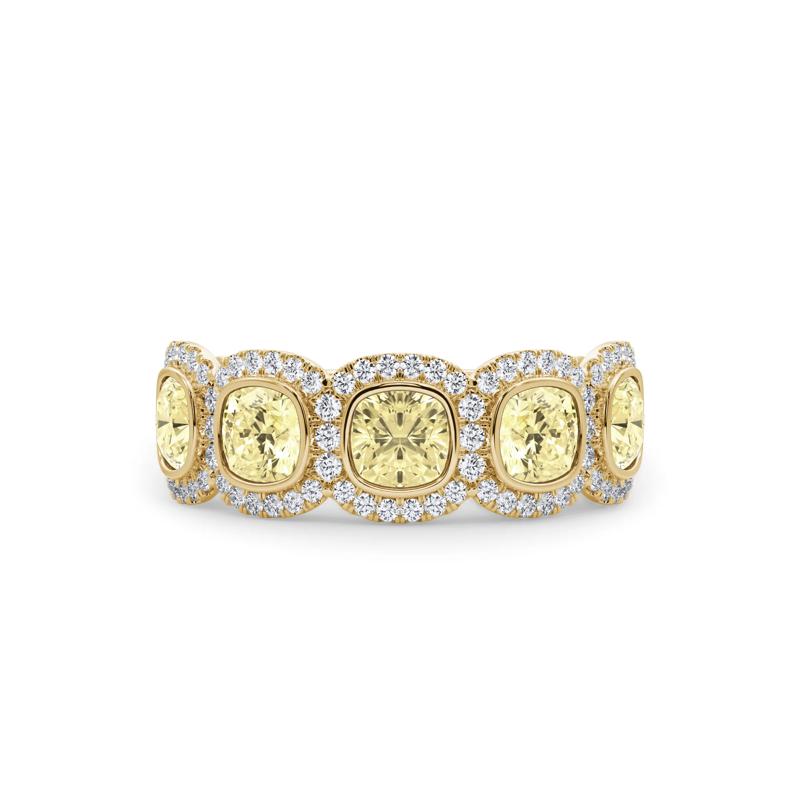 Lab Grown Diamond Yellow Cushion-Cut &amp; Round Anniversary Band in 14K Yellow Gold &#40;3 ct. tw.&#41; – Image 1 of 4