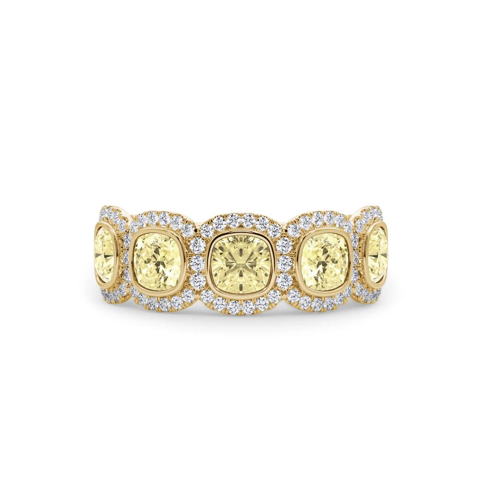 Lab Grown Diamond Yellow Cushion-Cut &amp; Round Anniversary Band in 14K Yellow Gold (3 ct. tw.) – Image 1 of 4