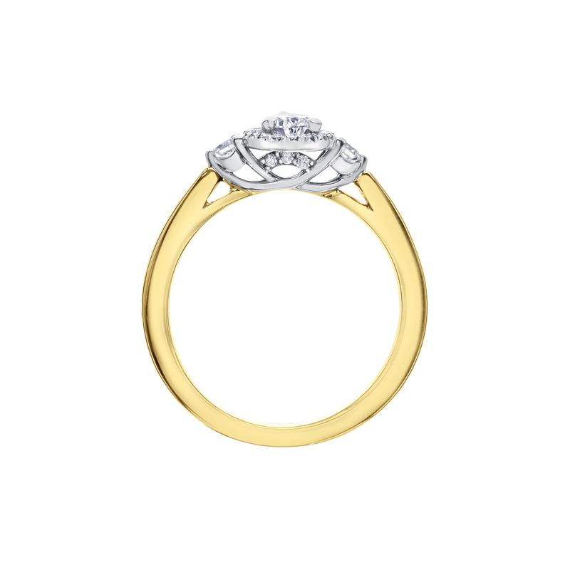 Pear-Shaped Diamond Halo Engagement Ring in 14K Yellow Gold &#40;3/4 ct. tw.&#41; – Image 2 of 7