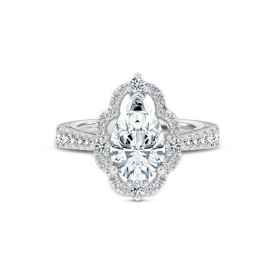Lab Grown Diamond Pear-Shaped Halo Engagement Ring in 14K White Gold (2 5/8 ct. tw.)