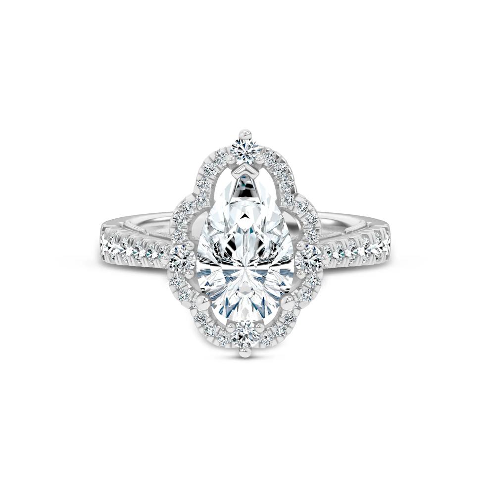 Lab Grown Diamond Pear-Shaped Halo Engagement Ring in 14K White Gold (2 5/8 ct. tw.) – Image 1 of 4