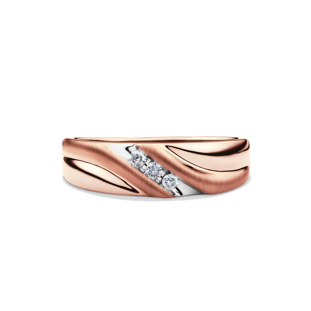 Men&rsquo;s Wedding Band with Three Diamonds in 10k Rose Gold (1/10 ct. tw.) – Image 1 of 4