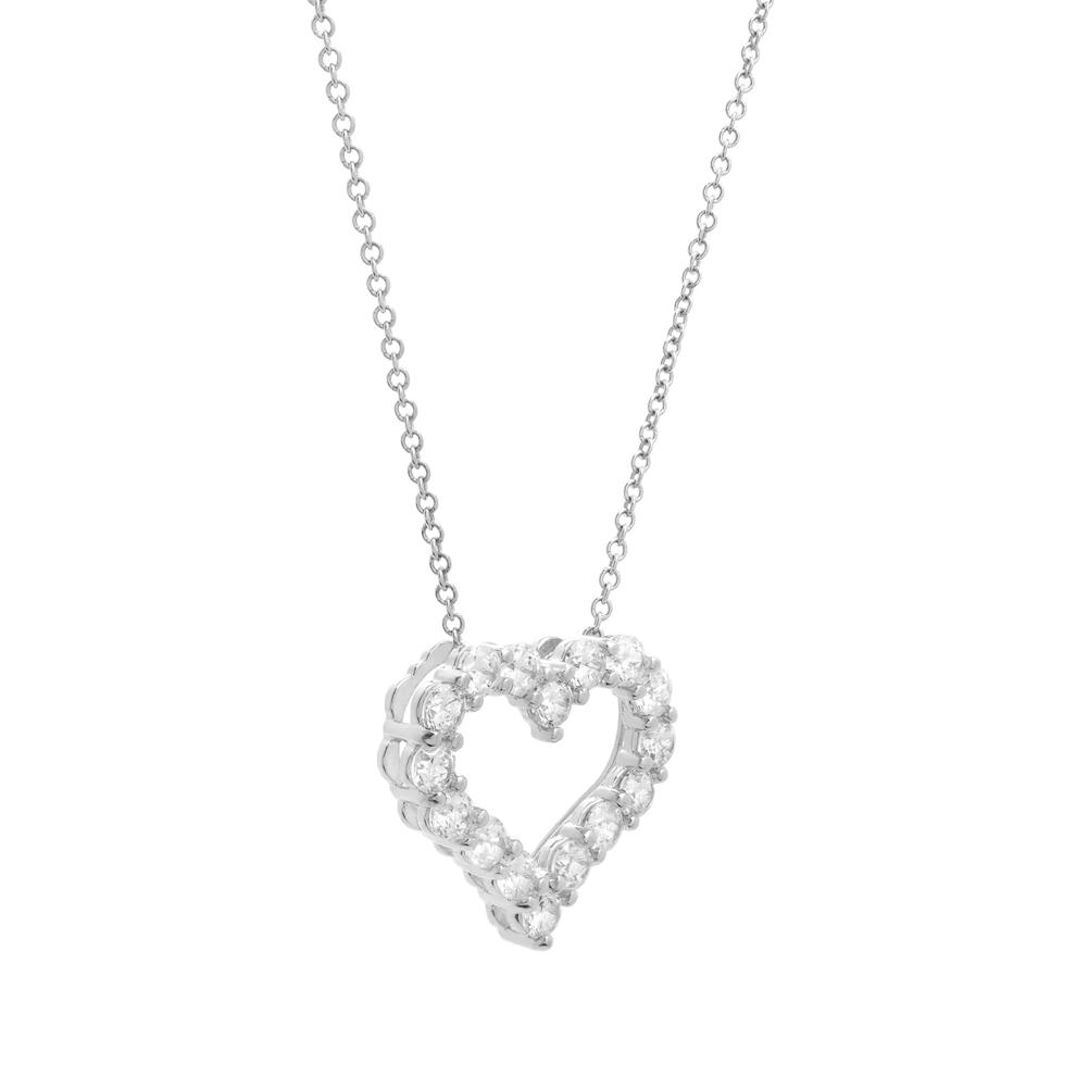 Lab-Created White Sapphire Heart Pendant Necklace in Sterling Silver – Image 2 of 3