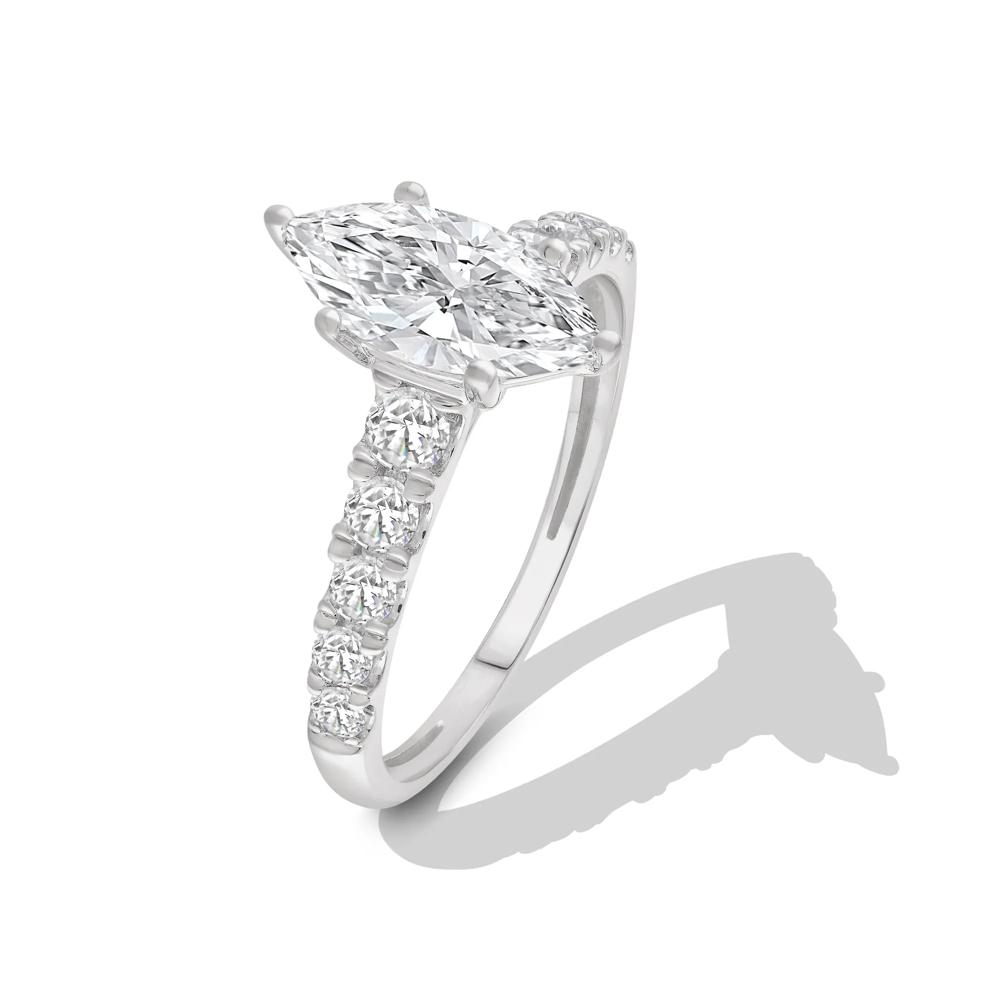 Lab Grown Diamond Marquise Engagement Ring in 14K White Gold (1 1/2 ct. tw.) – Image 4 of 4