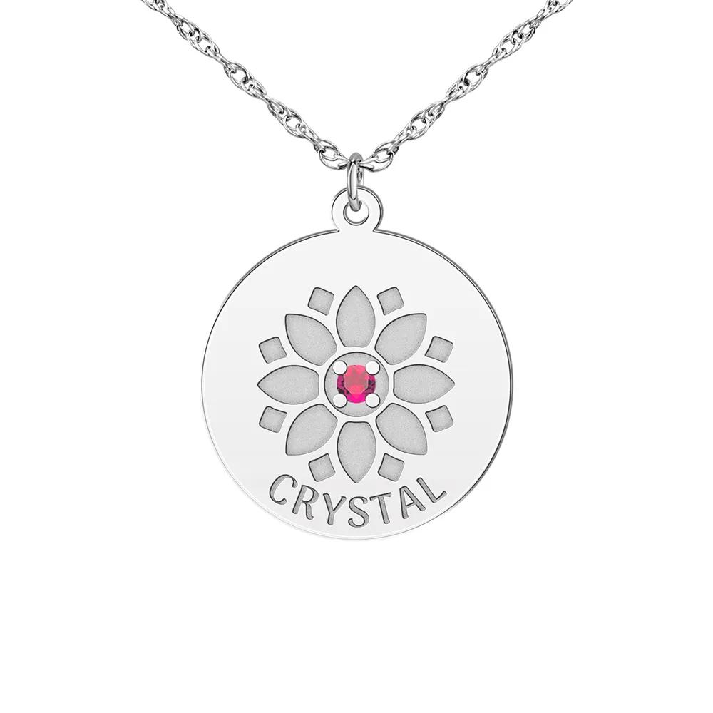 Personalized Engraved Pendant with Custom Gemstone