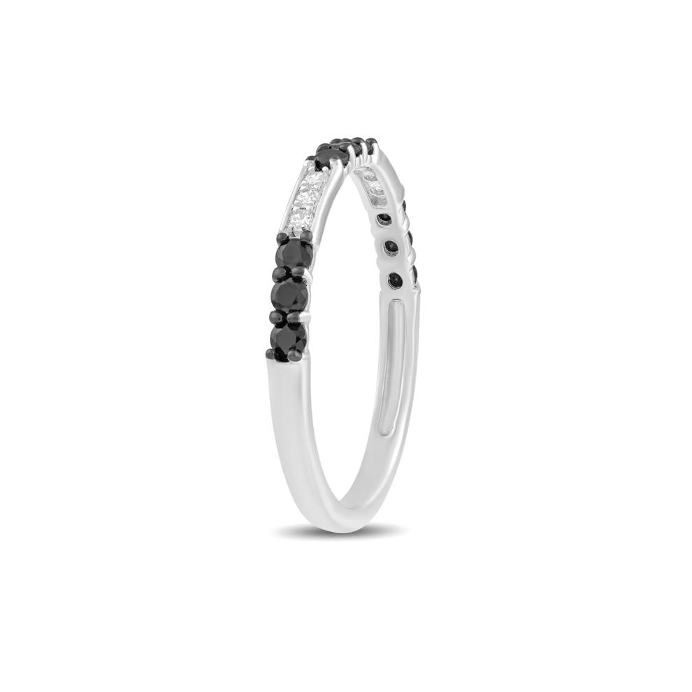 Black &amp; White Diamond Stack Band in Sterling Silver (1/3 ct. tw.) – Image 3 of 4