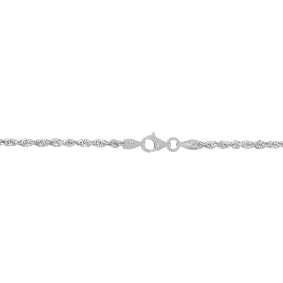 Solid Diamond-Cut Rope Chain in 14K White Gold, 2mm, 22&rdquo; – Image 2 of 4