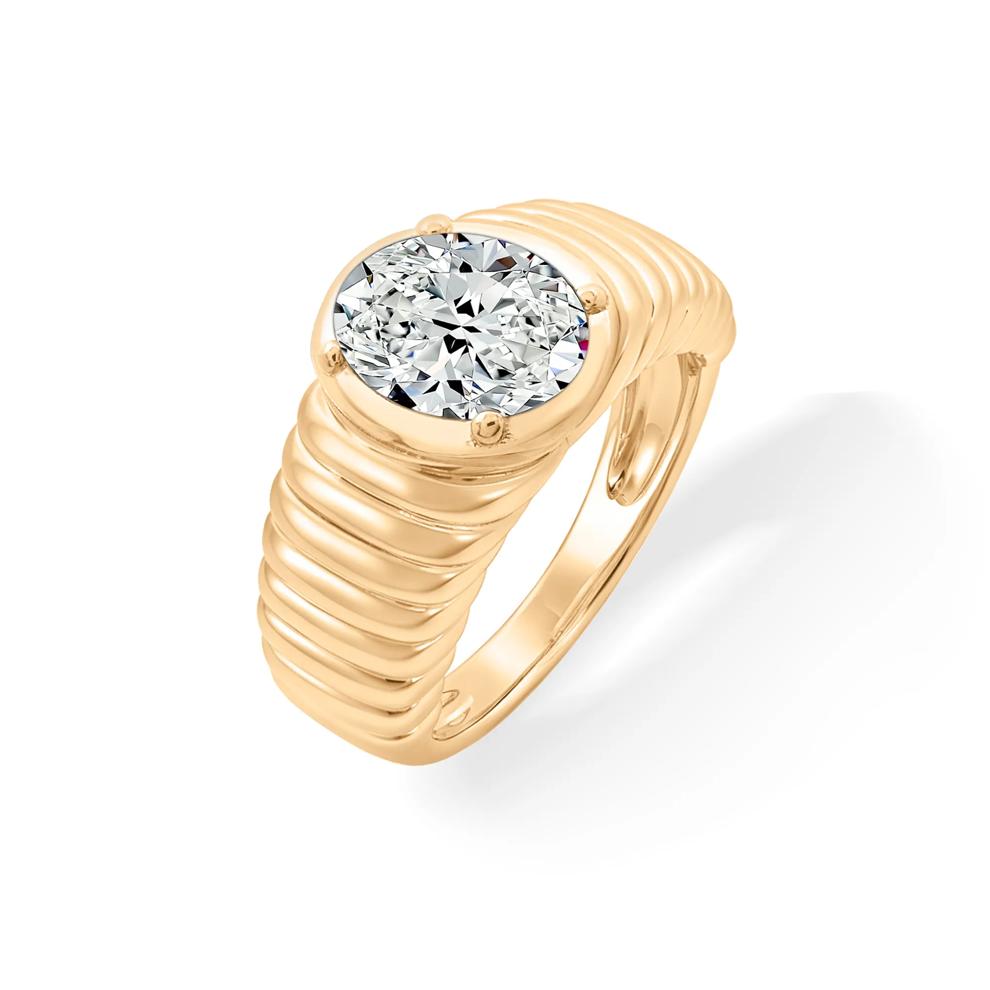 Lab-Created White Sapphire Oval Ring in 14K Gold Vermeil – Image 4 of 4