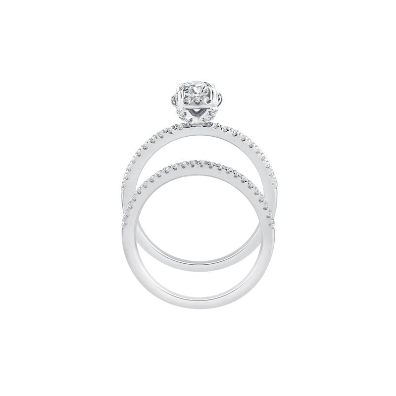 Lab Grown Diamond Oval Center Bridal Set in 10K White Gold &#40;1 ct. tw.&#41; – Image 2 of 3