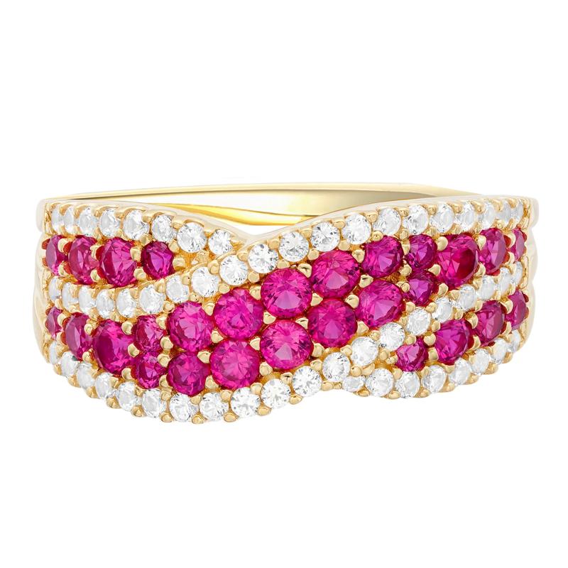 Ruby and Diamond Ring in 10K Yellow Gold (3/8 ct. tw.) – Image 1 of 3