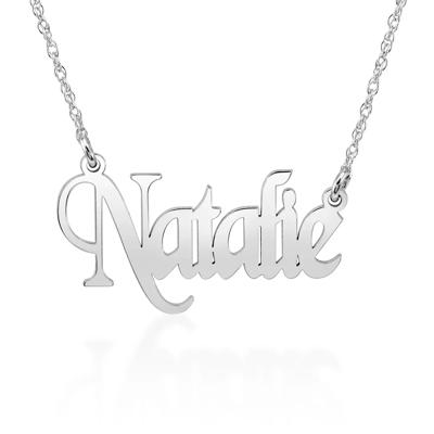 personalized nameplate necklace in 10K White Gold