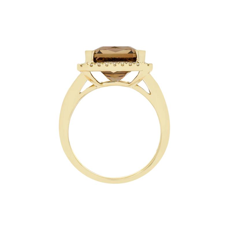 Smoky Quartz and Diamond Ring in 10K Yellow Gold &#40;1/5 ct. tw.&#41; – Image 2 of 3
