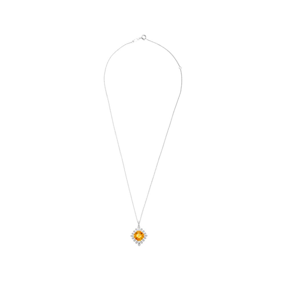 Citrine &amp; Lab-Created White Sapphire Sunburst Pendant Necklace in Sterling Silver – Image 3 of 4
