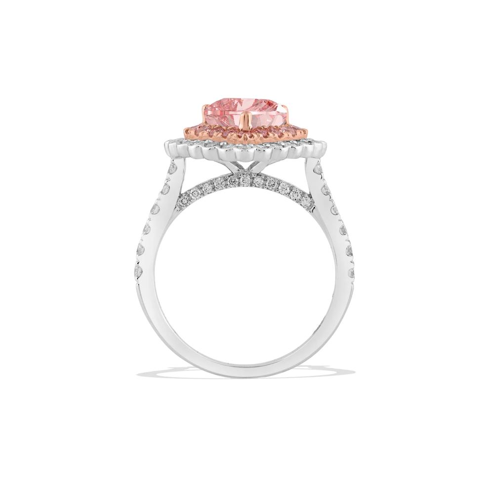 Lab Grown Diamond Pink Heart Halo Engagement Ring in 14K White Gold (3 1/4 ct. tw.) – Image 2 of 4