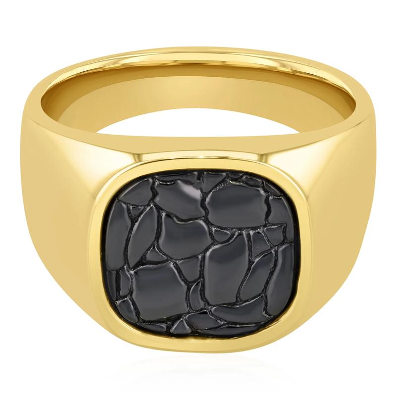 Men's Black Texture Ring in Vermeil, 15MM – Image 1 of 3