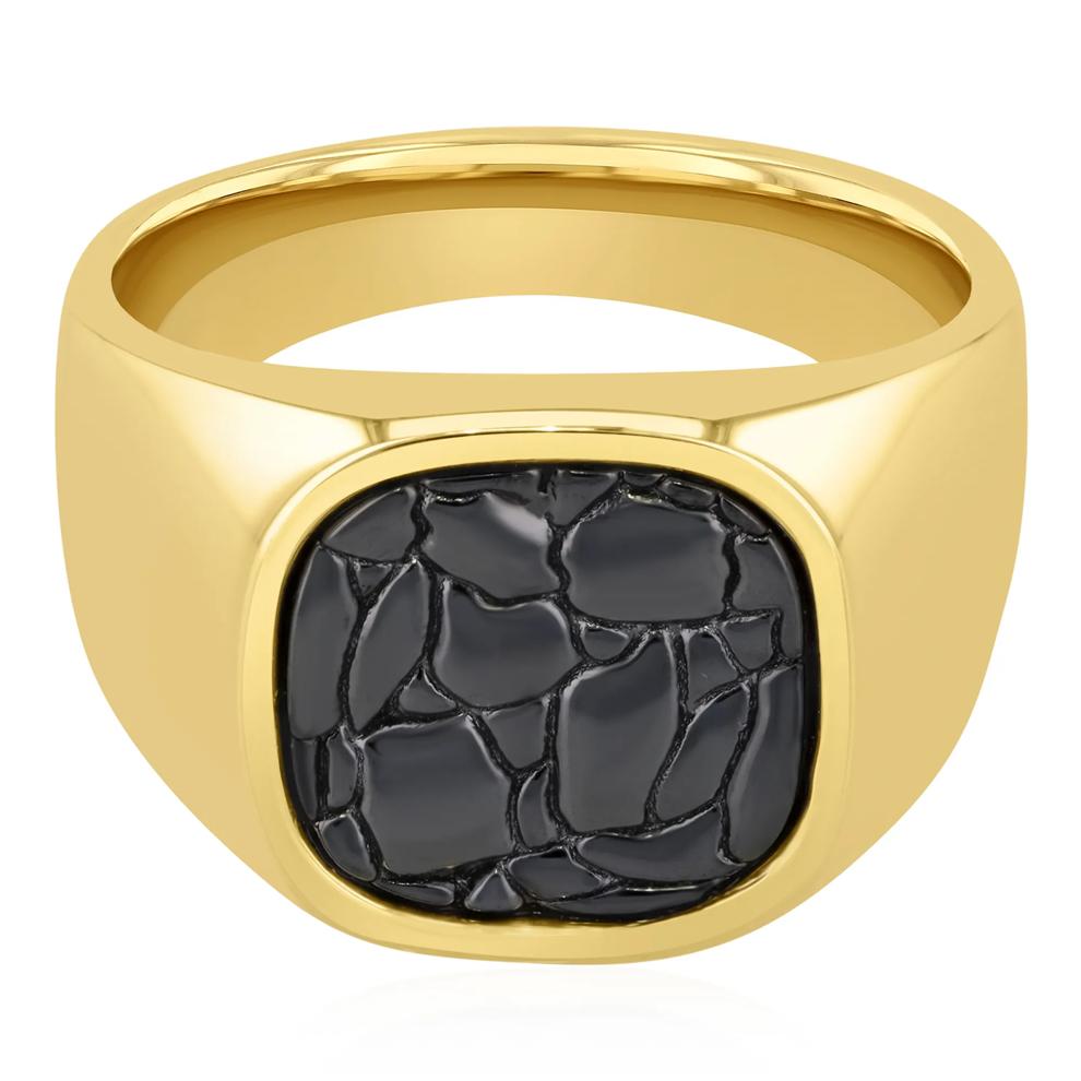 Men's Black Texture Ring in Vermeil, 15MM – Image 1 of 3