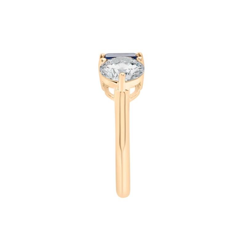 Lab-Created Blue Sapphire and Lab-Created White Sapphire Toi et Moi Two-Stone Ring in Vermeil – Image 3 of 6