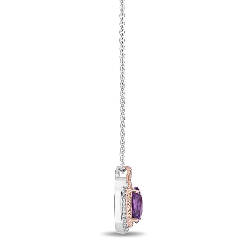 Ariel Amethyst and Diamond Pendant in Sterling Silver &amp; 10K Rose Gold &#40;1/10 ct. tw.&#41; – Image 2 of 3