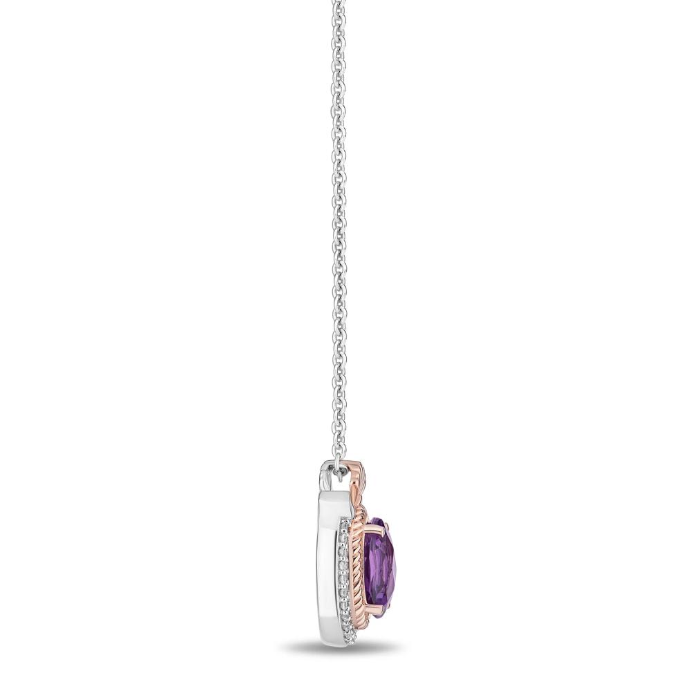Ariel Amethyst and Diamond Pendant in Sterling Silver &amp; 10K Rose Gold (1/10 ct. tw.) – Image 2 of 3