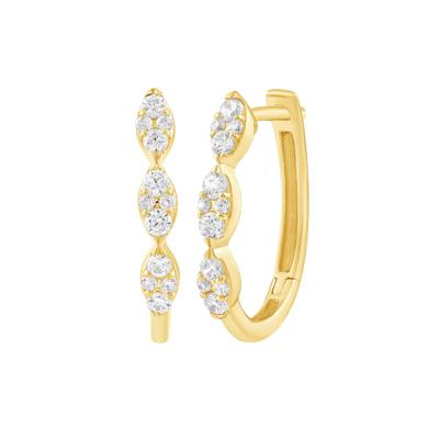 Diamond Faux-Marquise Hoop Earrings in 10K Yellow Gold (3/8 ct. tw.)