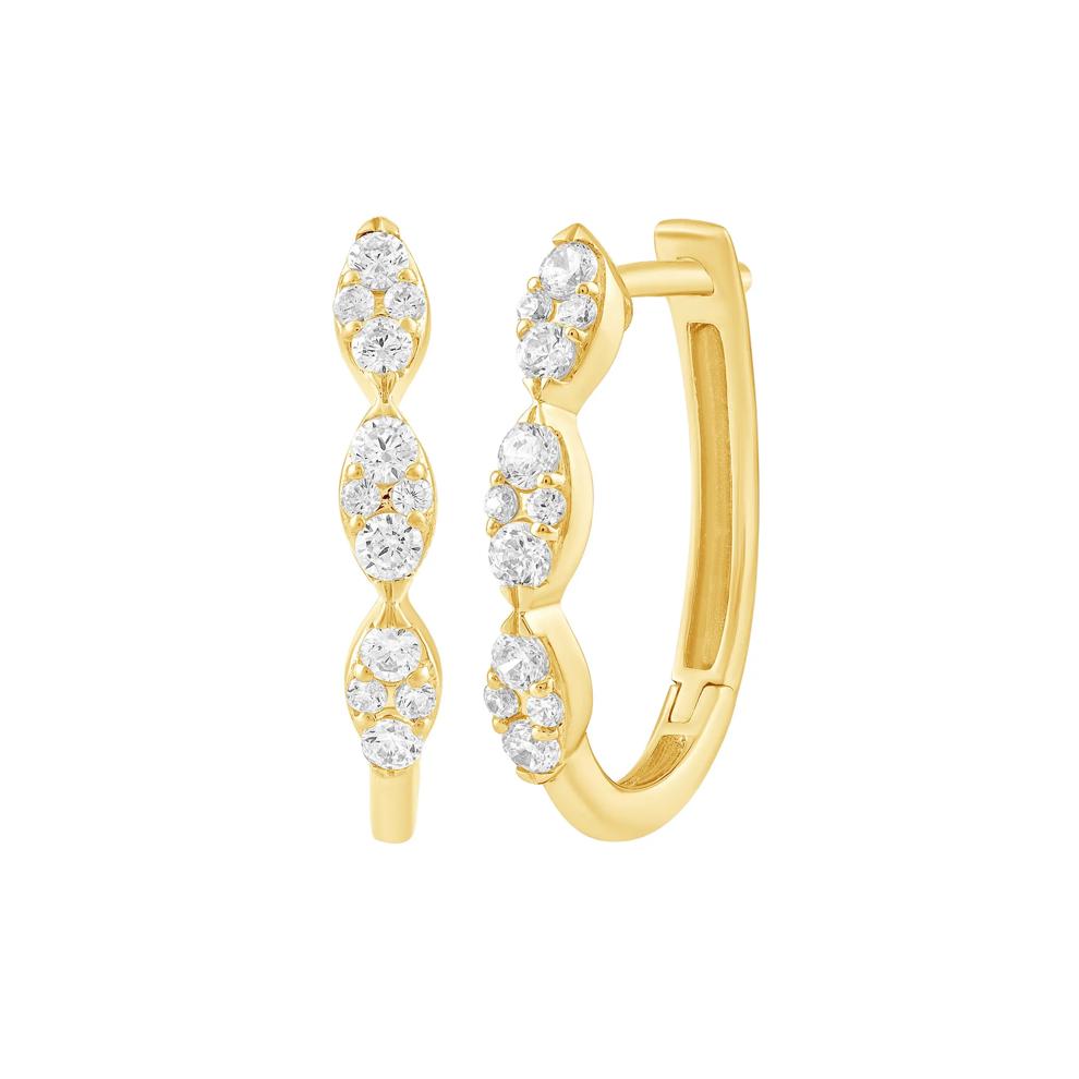 Diamond Faux-Marquise Hoop Earrings in 10K Yellow Gold (3/8 ct. tw.) – Image 1 of 1