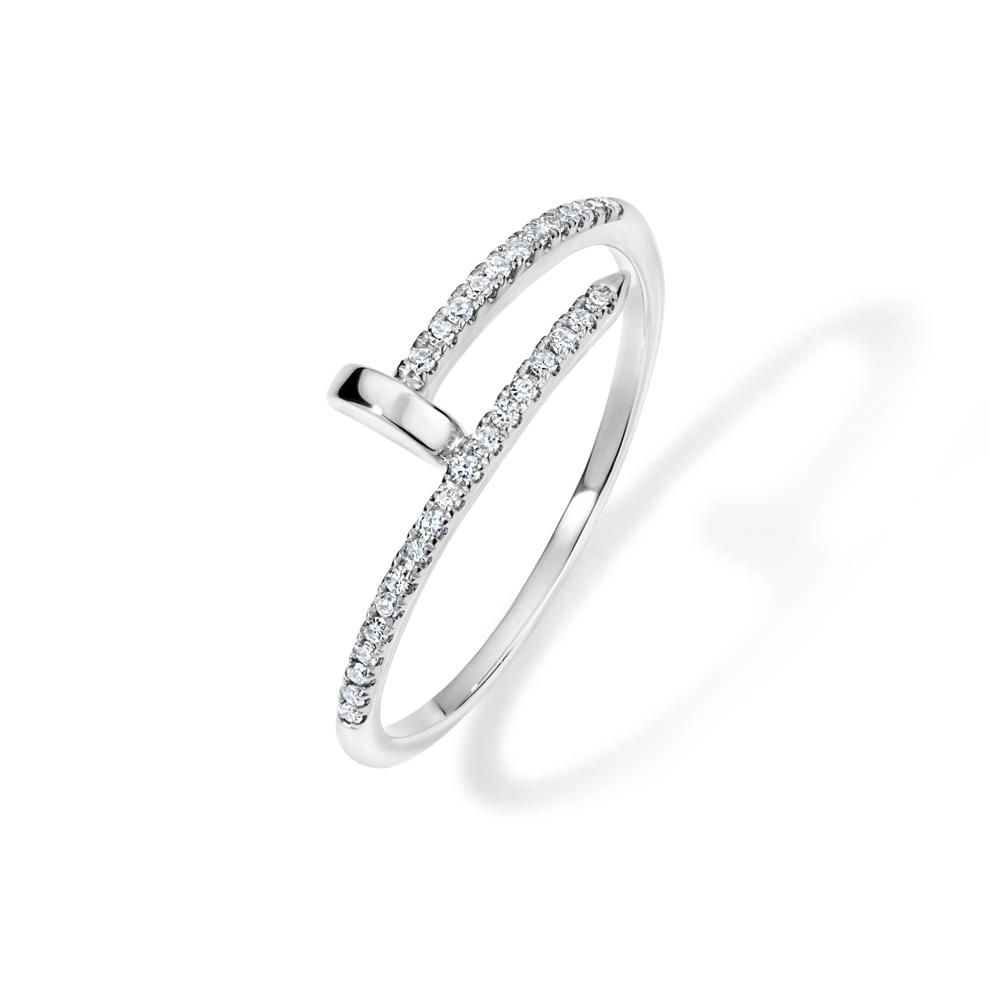 Diamond Twist Screw Ring in 10K White Gold (1/8 ct. tw.) – Image 4 of 4