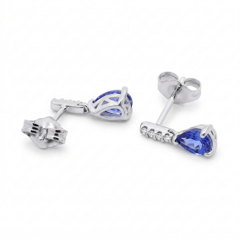 Tanzanite &amp; Diamond Accent Drop Earrings in 10K White Gold – Image 2 of 2